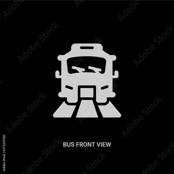 Fototapeta white bus front view vector icon on black background. modern flat bus front view from mechanicons concept vector sign symbol can be use for web, mobile and logo.