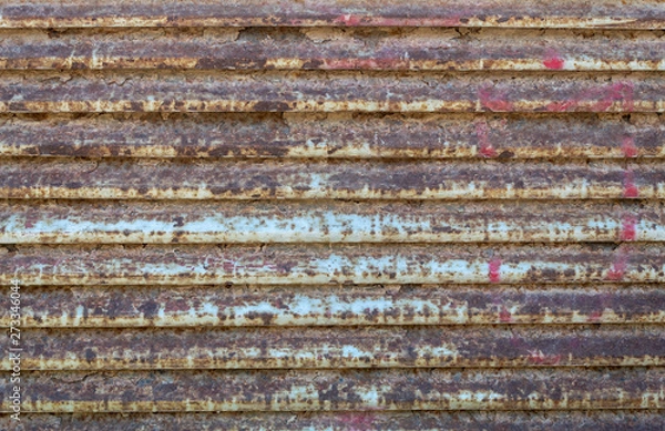 Fototapeta Old Weathered Corrugated Rusty Horizontally Striped Metal Texture