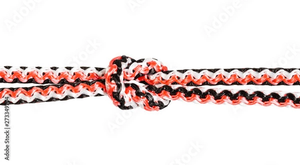 Fototapeta reef knot tied on synthetic rope cut out