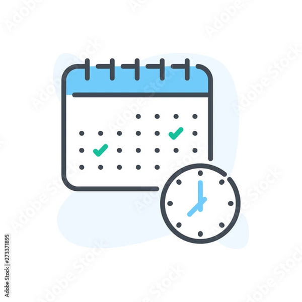 Fototapeta Schedule color outline illustration. Planning and appointment vector illustration on the white background.