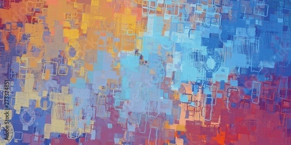 Fototapeta Artistic sketch backdrop material. Abstract geometric pattern. Chaos and random. Modern art drawing painting. 2d illustration. Digital texture wallpaper. 