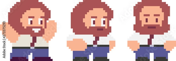 Fototapeta Set of pixel characters in art style