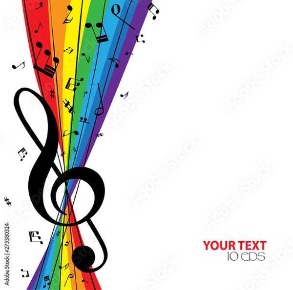 Fototapeta Colorful music background with rainbow and notes