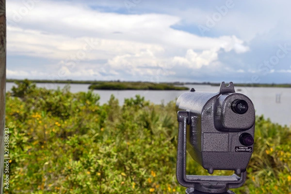 Fototapeta Viewing Telescope in a wildlife refuge