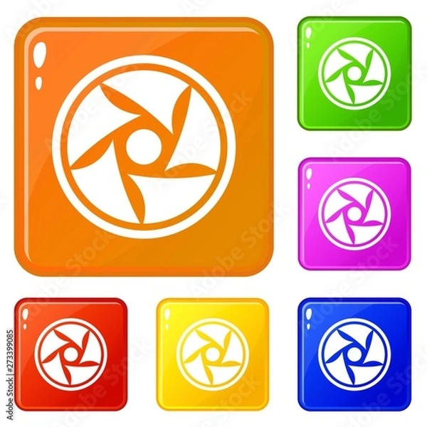 Fototapeta Video lens icons set collection vector 6 color isolated on white background