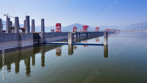 Fototapeta Three Gorges Dam, Reservoir Side - Sandouping, Yichang, Hubei, Chiny
