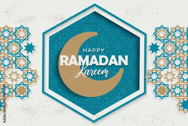 Fototapeta Ramadan kareem greeting card with half a month background