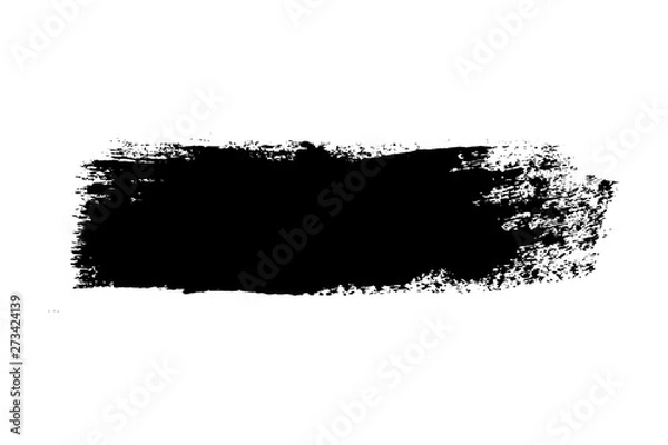 Obraz Brush stroke isolated on white background. Black paint brush. Grunge texture stroke line. Art ink dirty design. Border for artistic shape, paintbrush element. Brushstroke graphic. Vector illustration