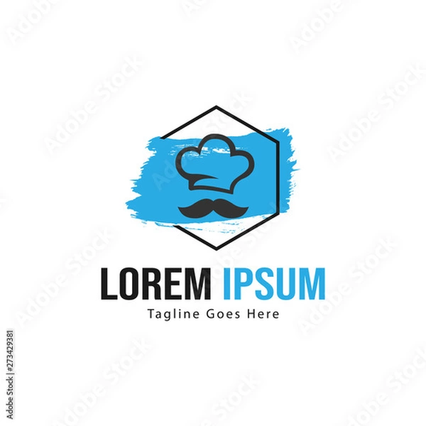 Fototapeta Chef logo template design with frame. minimalist Chef logo vector illustration