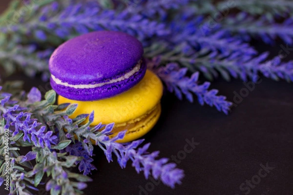 Fototapeta macaroons with a sprig of lavender