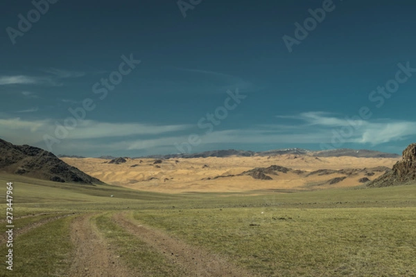 Fototapeta landscape with sand mountains and clouds
