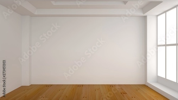 Fototapeta Empty Room Interior White Background. 3d Render Illustration