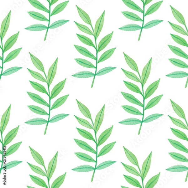 Fototapeta Seamless pattern with green leaves
