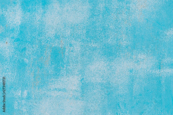 Fototapeta Blue and white old cracked paint pattern on wall. Peeling paint background. Pattern of rustic blue grunge material. Damaged paint. Blue texture of shabby paint and plaster cracks