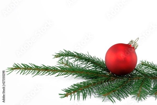 Obraz glaskugel auf tannenzweig