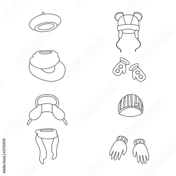 Obraz Isolated object of winter and cold logo. Set of winter and warm stock symbol for web.