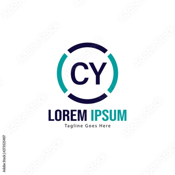 Obraz Initial CY logo template with modern frame. Minimalist CY letter logo vector illustration