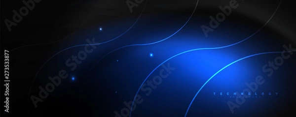 Obraz Dark abstract background with bright color neon lights and lines. Glowing background