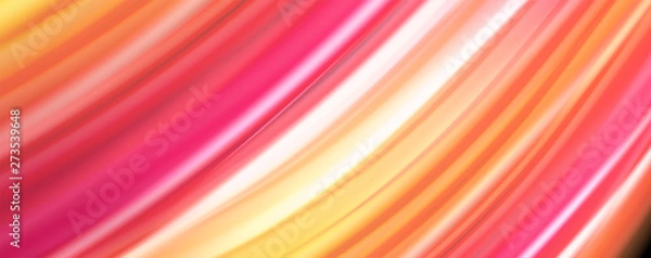 Fototapeta Abstract wave lines fluid rainbow style color stripes on black background. Artistic illustration for presentation, app wallpaper, banner or poster