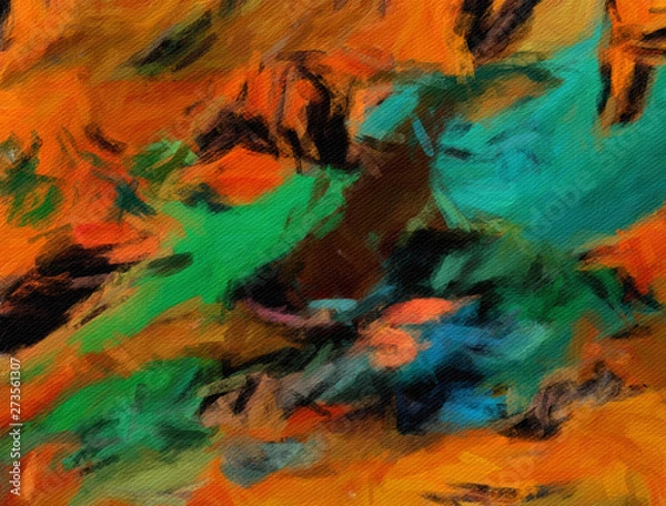 Obraz Digital art abstract pattern. Hand drawn modern style art print. Futuristic artwork. Contemporary painting wall decor. Oil and watercolor brushstrokes of paint in warm colors. Psychedelic design work.