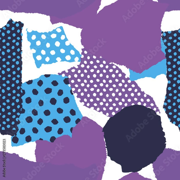 Fototapeta Abstract seamless pattern collage. Modern creative style. Texture background trendy. Cutting paper shape.