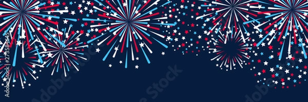 Obraz Poziomy panoramiczny baner z fajerwerkami na projekt Dzień Niepodległości