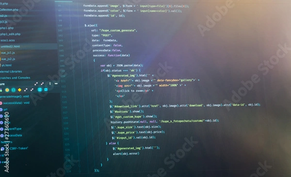 Obraz Computer engineering of web site in the code editor using javascript language