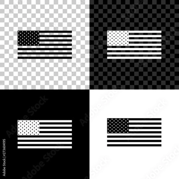 Obraz Ikona flagi amerykańskiej na białym tle na czarnym, białym i przezroczystym tle. Flaga USA. Ilustracji wektorowych