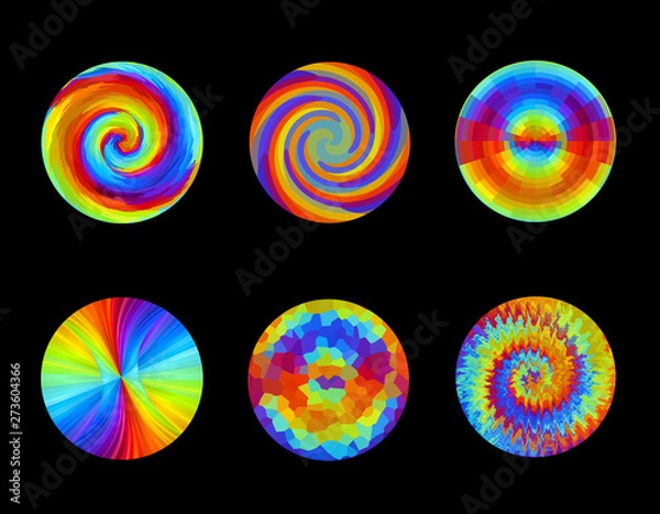 Fototapeta Set of rainbow circles abstract design elements business icons, logo, labels, emblem