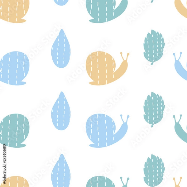 Fototapeta Seamless rainy pattern. White background. Vector illustration.
