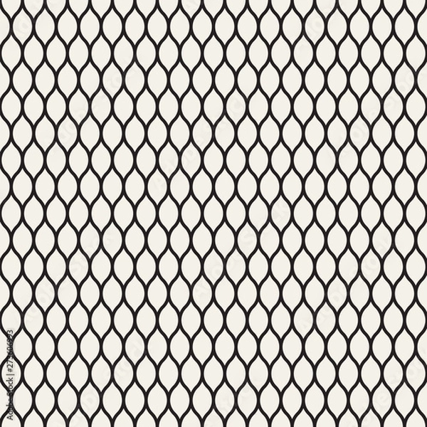 Obraz Vector seamless pattern, black thin wavy lines