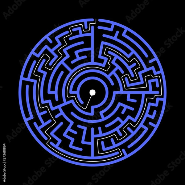 Fototapeta Round labyrinth with solution. Vector illustration.