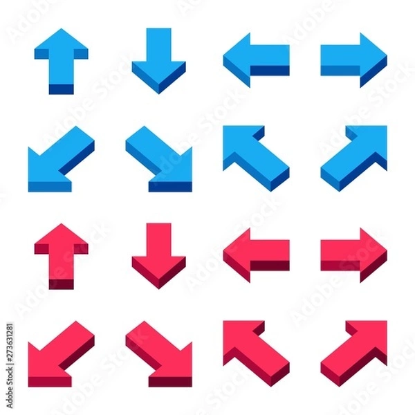 Obraz isometric arrow icon set,flat icon style,vector and illustration