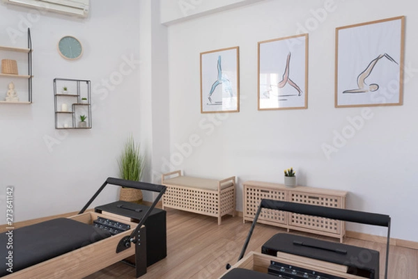 Obraz Pilates studio room with reformer beds