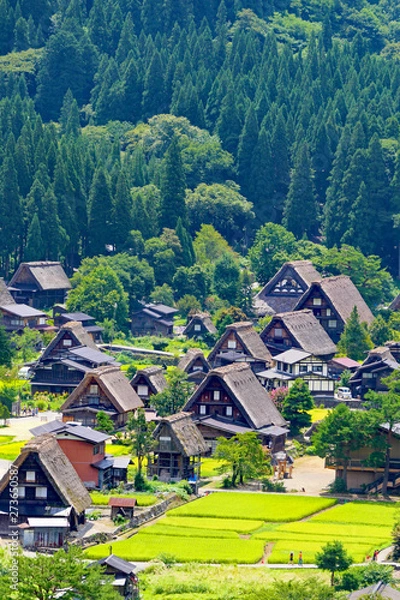 Fototapeta 世界文化遺産、初秋の白川郷合掌造り集落。岐阜　日本。８月下旬。