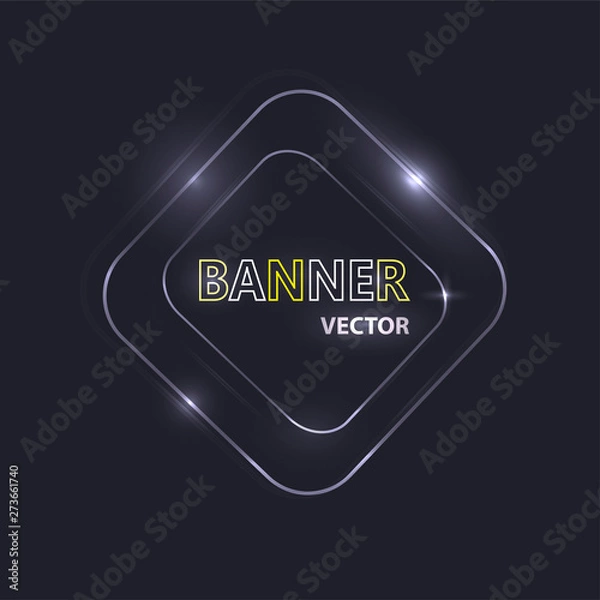 Obraz Glowing neon banner for design. Vector Background
