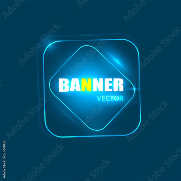Obraz Glowing neon banner for design. Vector Background