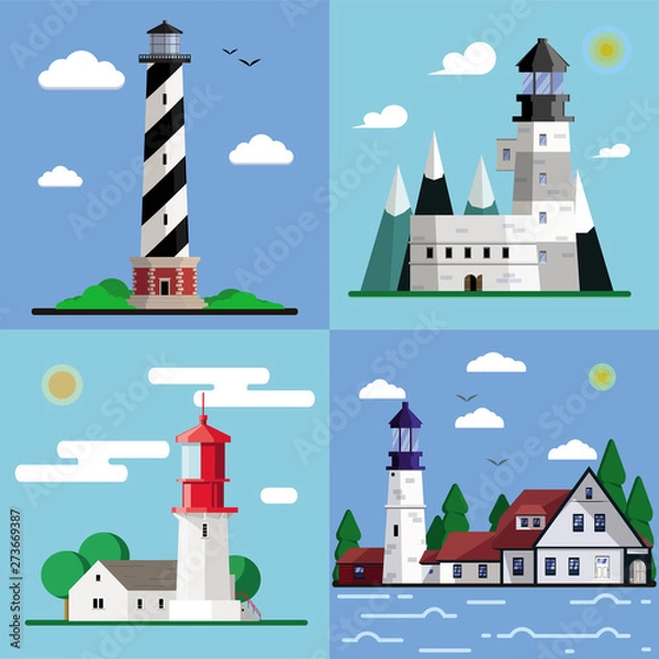 Obraz Illustration of lighеhouses