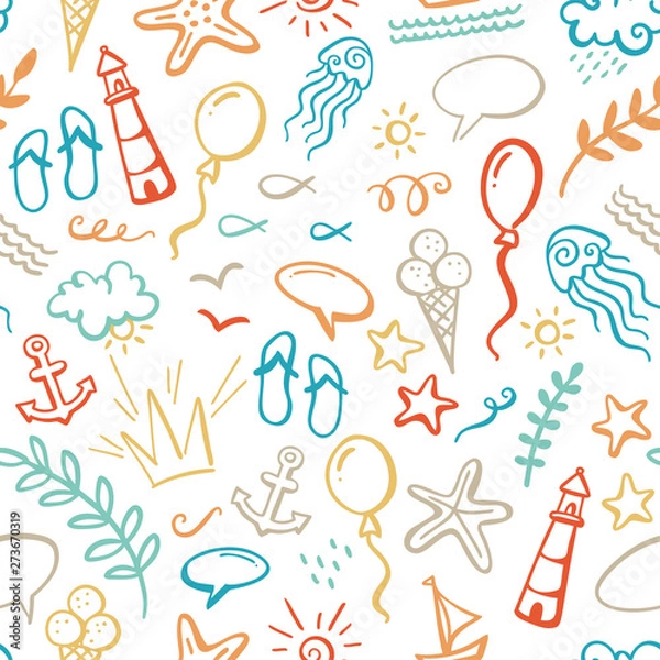 Obraz Vector summer outline boundless background.