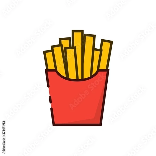 Fototapeta French fries outline color icon