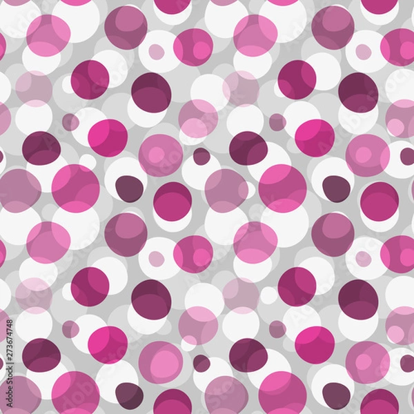 Fototapeta Seamless pattern with pink large and small deformed polka dots