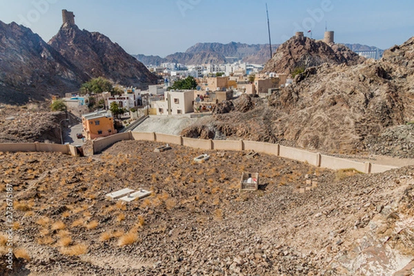 Fototapeta Small cemetery in Muttrah district of Muscat, Oman