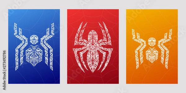 Fototapeta Spiders symbols, grunge spider logo banner, poster design.