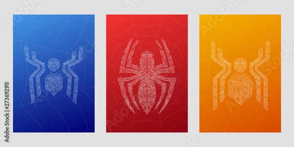 Fototapeta Spiders symbols, grunge spider logo banner, poster design.