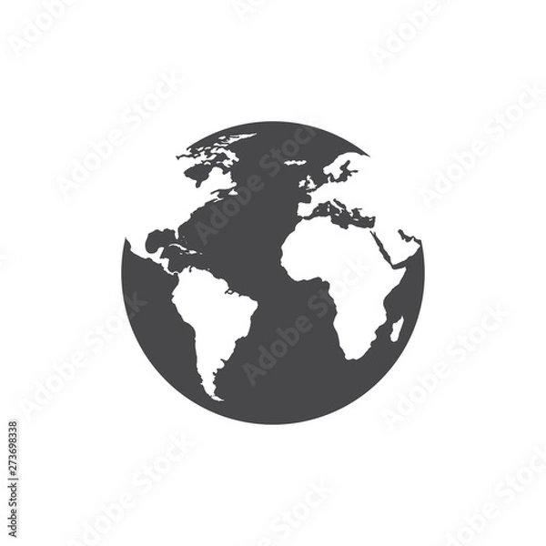 Fototapeta World map vector grey. World icon vector