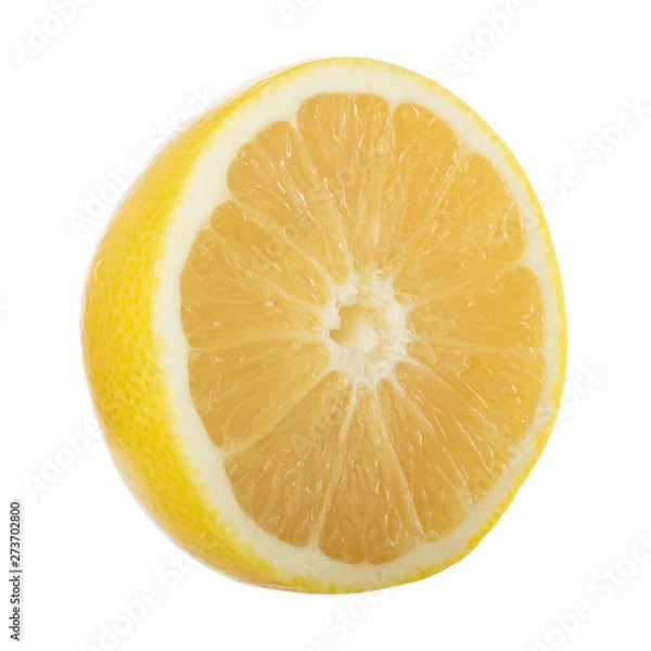 Fototapeta half of yellow (white) grapefruit isolated on white background
