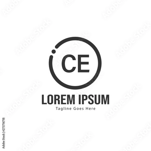 Fototapeta Initial CE logo template with modern frame. Minimalist CE letter logo vector illustration