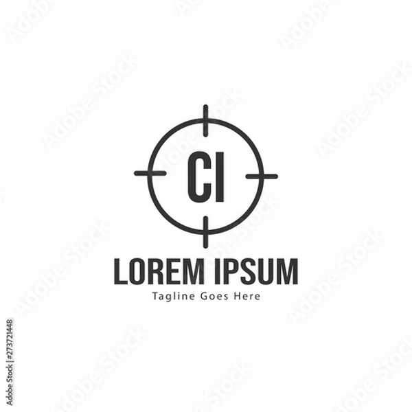 Fototapeta Initial CI logo template with modern frame. Minimalist CI letter logo vector illustration
