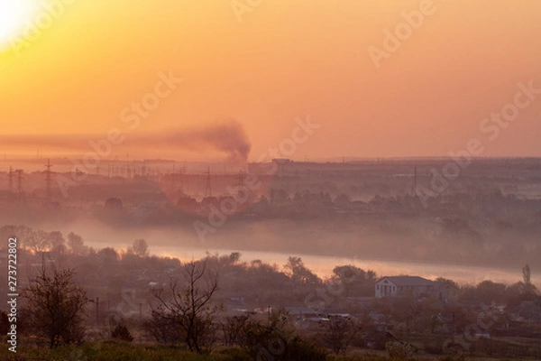 Fototapeta Beautiful soft sunrise on the river