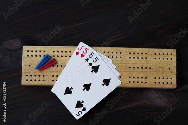 Obraz playing cards with cribbage board